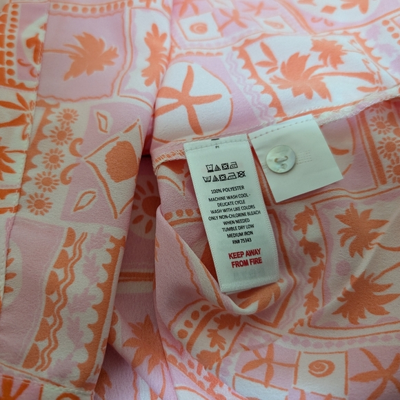NWT•Sigrid Olsen Sleepwear•2pc Tropical Notch Collar Top & Shorts w/ poc… - Picture 9 of 11